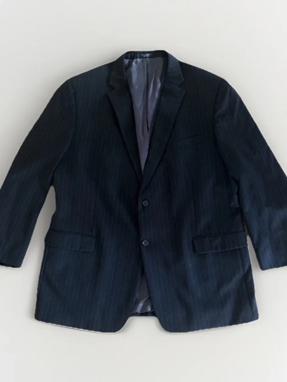 Jones New York JNY Classic Wool Suit Mens 2PC Black Pinstripe Jacket Pants ~44R